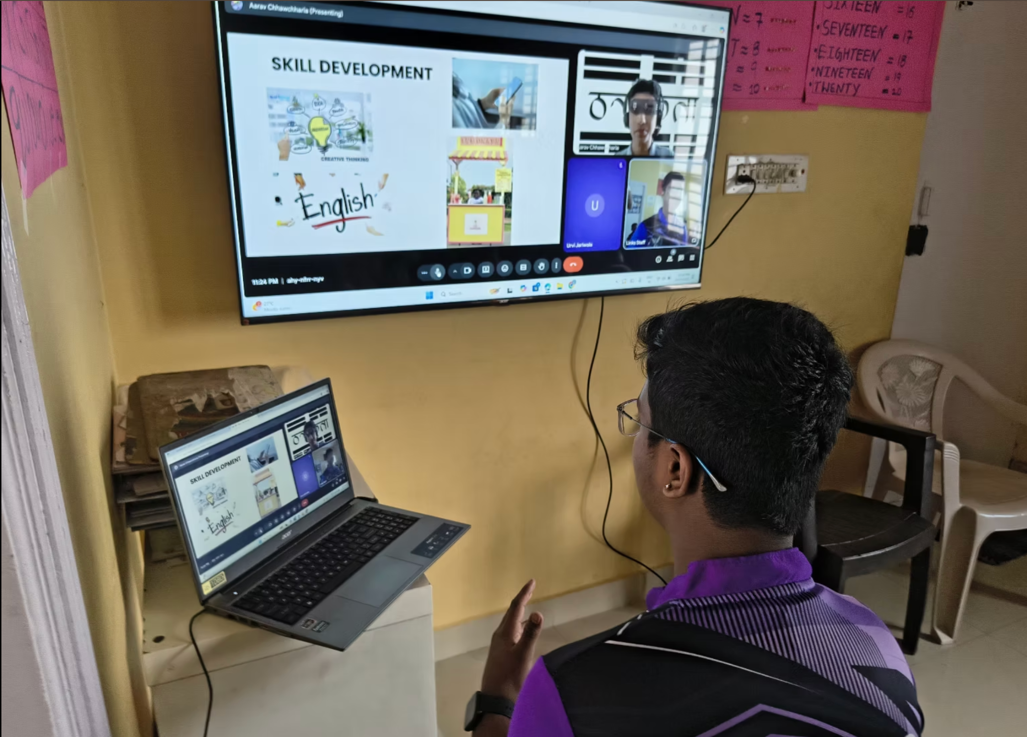 Links Foundation Bangalore Global Perspectives session displayed on screen
